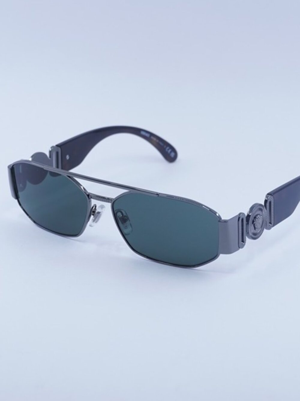 Versace VE2287 100171 Sunglasses Gunmetal Rectangle Frame, Grey Lenses